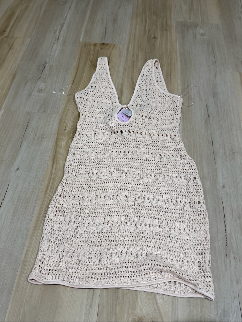 wild fable Crochet Knit Swim Coverup in Pale Pink